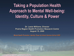 Taking a Population Health Approach to Mental Well-being: Identity, Culture &amp; Power