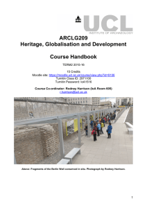 ARCLG209 Heritage, Globalisation and Development  Course Handbook