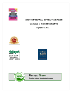 INSTITUTIONAL EFFECTIVENESS  Volume I: ATTACHMENTS                                               September 2011 