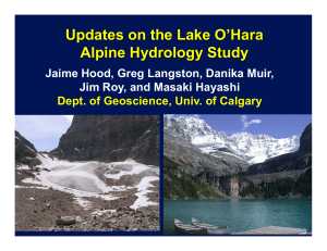 Updates on the Lake O’Hara Alpine Hydrology Study