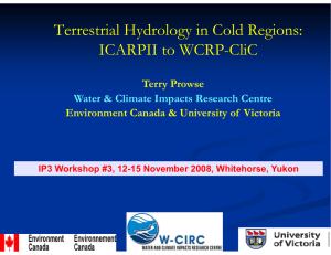 Terrestrial Hydrology in Cold Regions: ICARPII to WCRP-CliC Terry Prowse