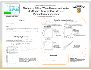 Update on IP3 Soil Water Budget: Verification Parameterization Scheme