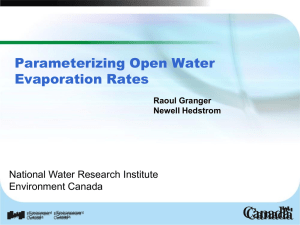 Parameterizing Open Water Evaporation Rates National Water Research Institute Environment Canada