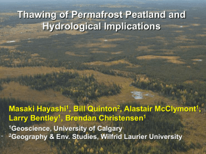 Thawing of Permafrost Peatland and Hydrological Implications Masaki Hayashi , Bill Quinton