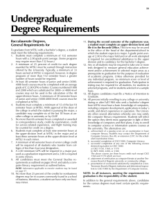 Undergraduate Degree Requirements Baccalaureate Degrees, General Requirements for