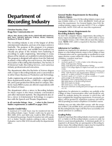 Department of Recording Industry General Studies Requirements for Recording Industry Majors