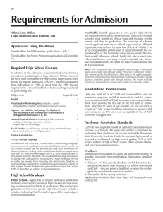 Requirements for Admission Admissions Office Cope Administration Building 208