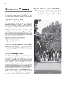 University Courses Courses in Service Learning 3001 [UNIV]