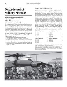 Department of Military Science Military Science Curriculum