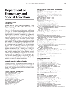 Department of Elementary and Interdisciplinary Studies Major Requirements