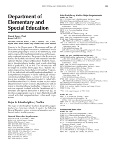 Department of Elementary and Interdisciplinary Studies Major Requirements