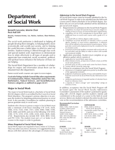 Department Admission to the Social Work Program