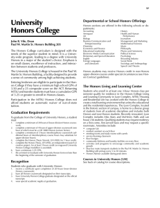 University Honors College Departmental or School Honors Offerings John R. Vile, Dean