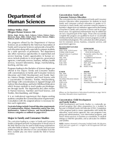 Department of Human Sciences Concentration: Family and Consumer Sciences Education