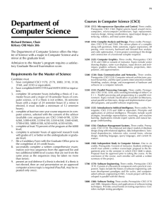 Department of Computer Science Courses in Computer Science [CSCI]