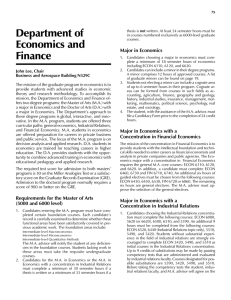 Department of Economics and Finance Major in Economics