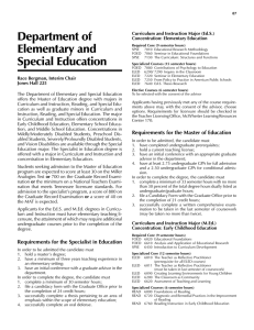 Department of Elementary and Special Education Curriculum and Instruction Major (Ed.S.)