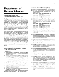 Department of Human Sciences Courses in Human Sciences [H SC]