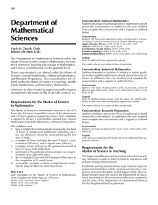 Department of Concentration: General Mathematics