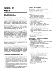 School of Music Areas of Specialization Specialization 1: Collaborative Arts with an