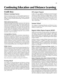 Credit Area Off-campus Program Distance Learning Courses