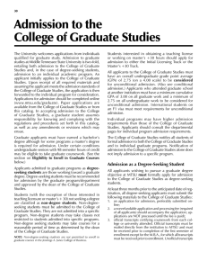 Admission to the College of Graduate Studies