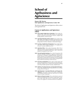 School of Agribusiness and Agriscience Courses in Agribusiness and Agriscience