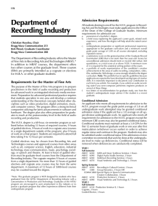 Department of Recording Industry Admission Requirements
