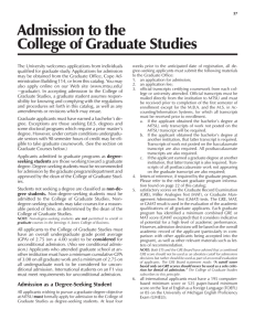 Admission to the College of Graduate Studies