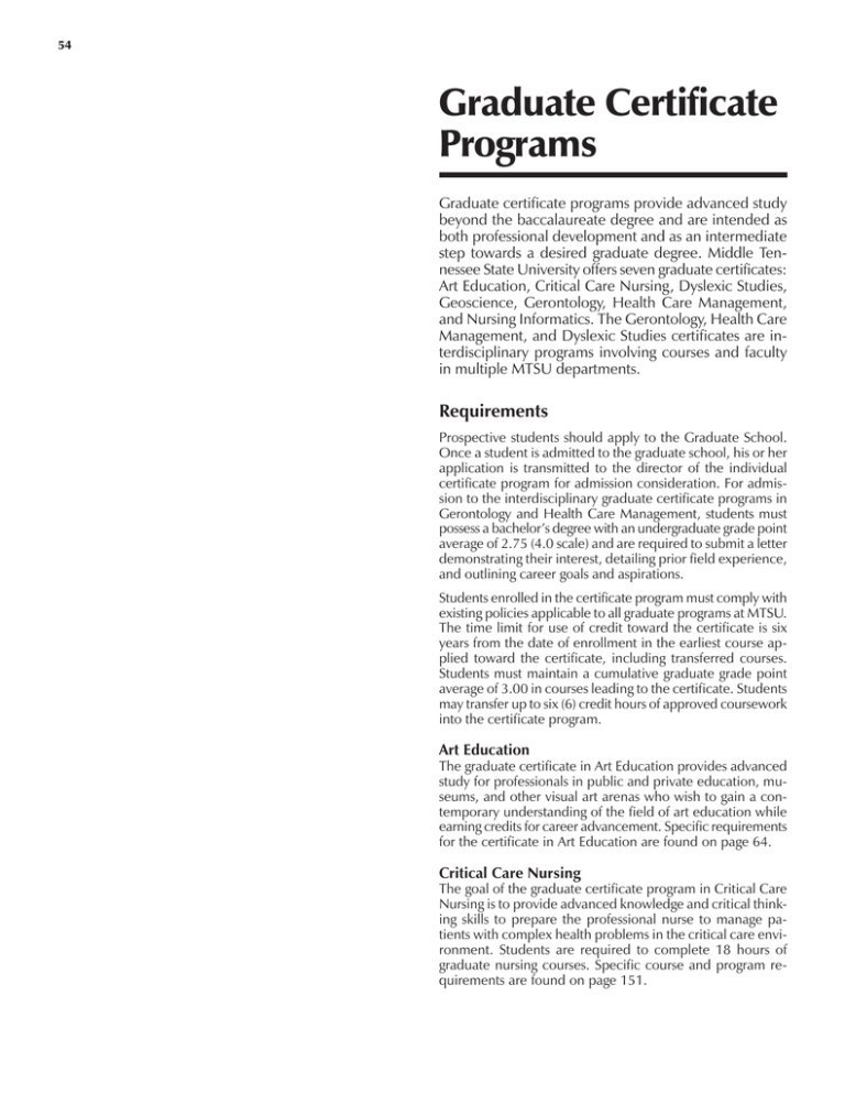 Graduate Certificate Programs