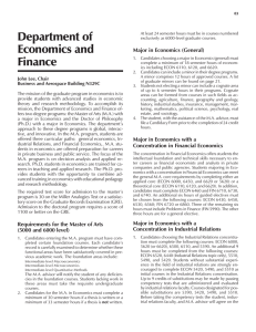 Department of Economics and Finance Major in Economics (General)