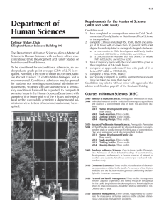 Department of Human Sciences Requirements for the Master of Science