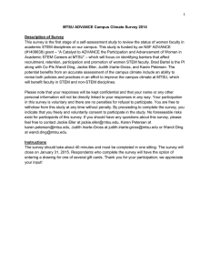 1 This survey is the first stage of a self-assessment study... academic STEM disciplines on our campus. This study is funded...