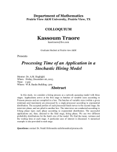 Kassoum Traore  Processing Time of an Application in a Stochastic Hiring Model