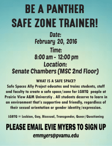 BE A PANTHER SAFE ZONE TRAINER! Date: February  20,  2016