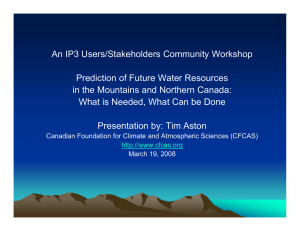An IP3 Users/Stakeholders Community Workshop Prediction of Future Water Resources