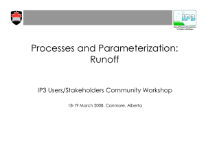 Processes and Parameterization: Runoff IP3 Users/Stakeholders Community Workshop 18-19 March 2008, Canmore, Alberta