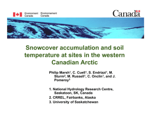 Snowcover accumulation and soil temperature at sites in the western Canadian Arctic