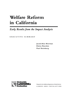 Welfare Reform in California Early Results from the Impact Analysis