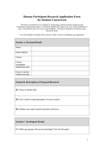 Human Participant Research Application Form for Student Coursework