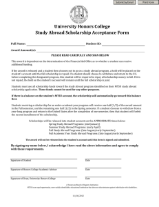 University Honors College Study Abroad Scholarship Acceptance Form