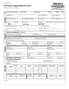 Personnel Appointment Form Human Resource Services