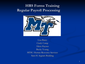 HRS Forms Training Regular Payroll Processing Lisa Batey Cindy Camp