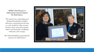 WHET 2014 Woman of Achievement Award recipient Dr. Beth Emery.