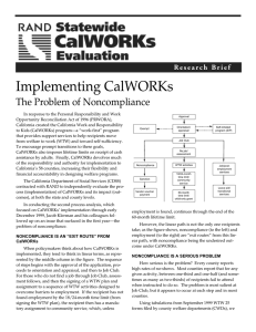 Implementing CalWORKs The Problem of Noncompliance