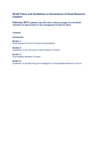 RCUK Policy and Guidelines on Governance of Good Research Conduct  February 2013
