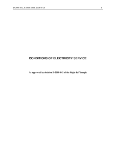 CONDITIONS OF ELECTRICITY SERVICE  D-2008-042, R-3535-2004, 2008 03 28