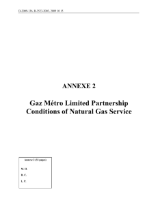 Gaz Métro Limited Partnership Conditions of Natural Gas Service ANNEXE 2