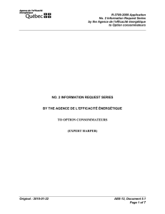 R-3709-2009 Application No. 2 Information Request Series Agence de l’efficacité énergétique