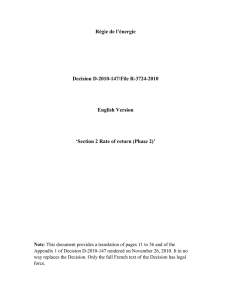 Régie de l’énergie  Decision D-2010-147/File R-3724-2010 English Version